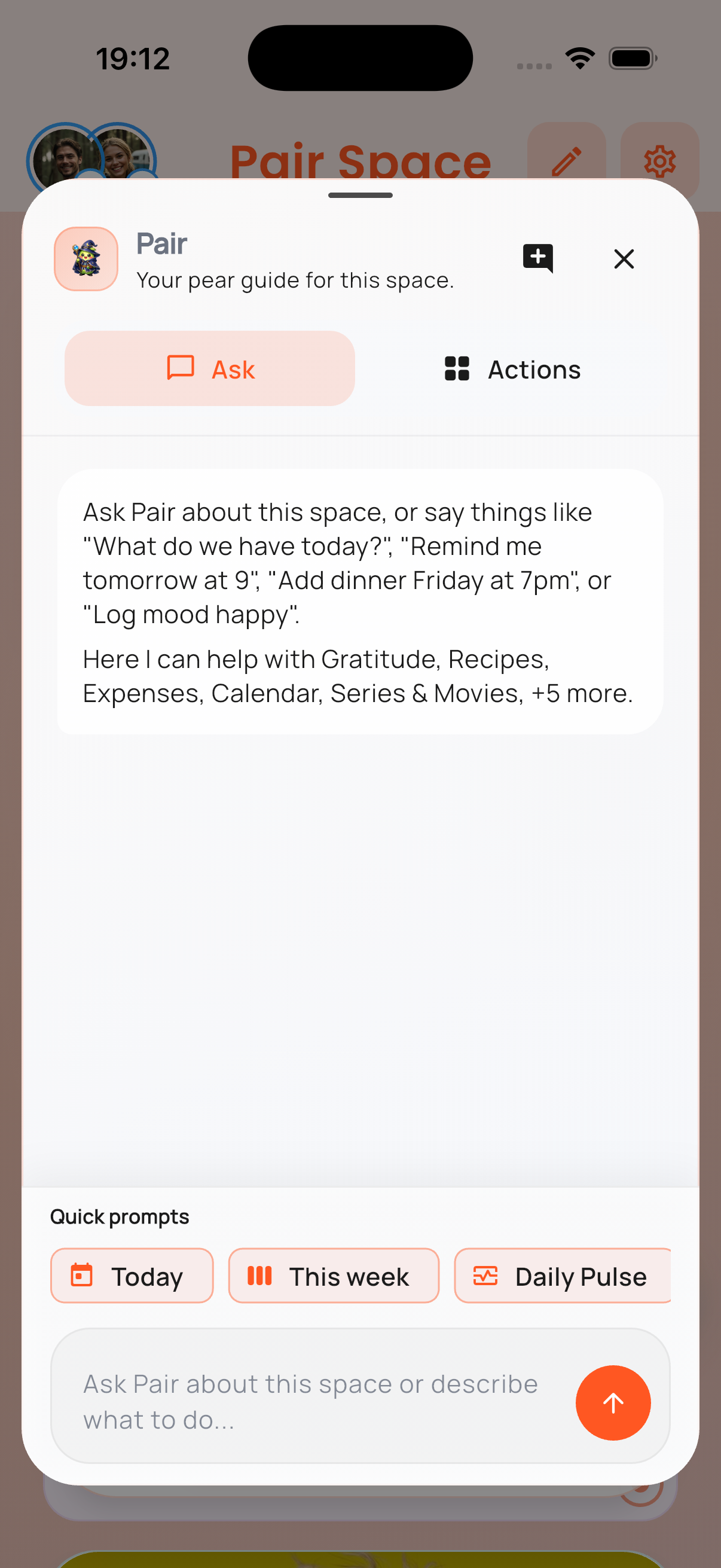 PairSpace AI assistant open in Pair Space