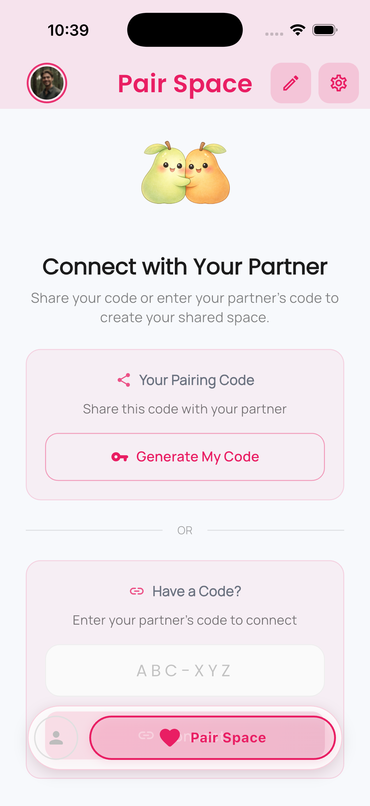 Connect with your partner in Pair Space
