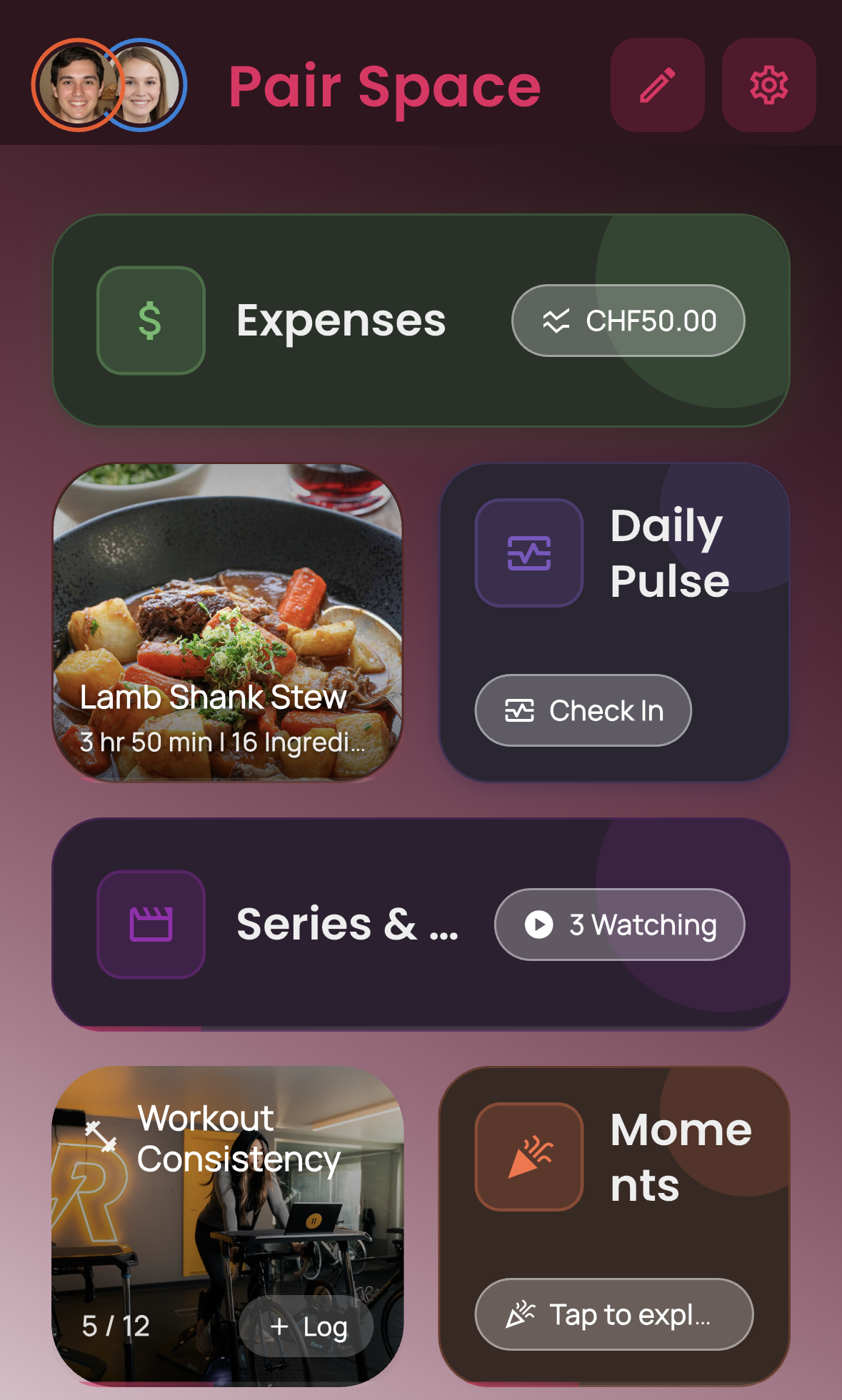 Pair Space dark theme screenshot