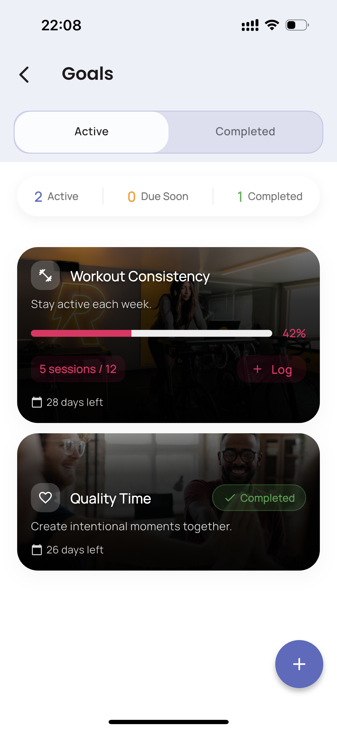 Goals module screenshot