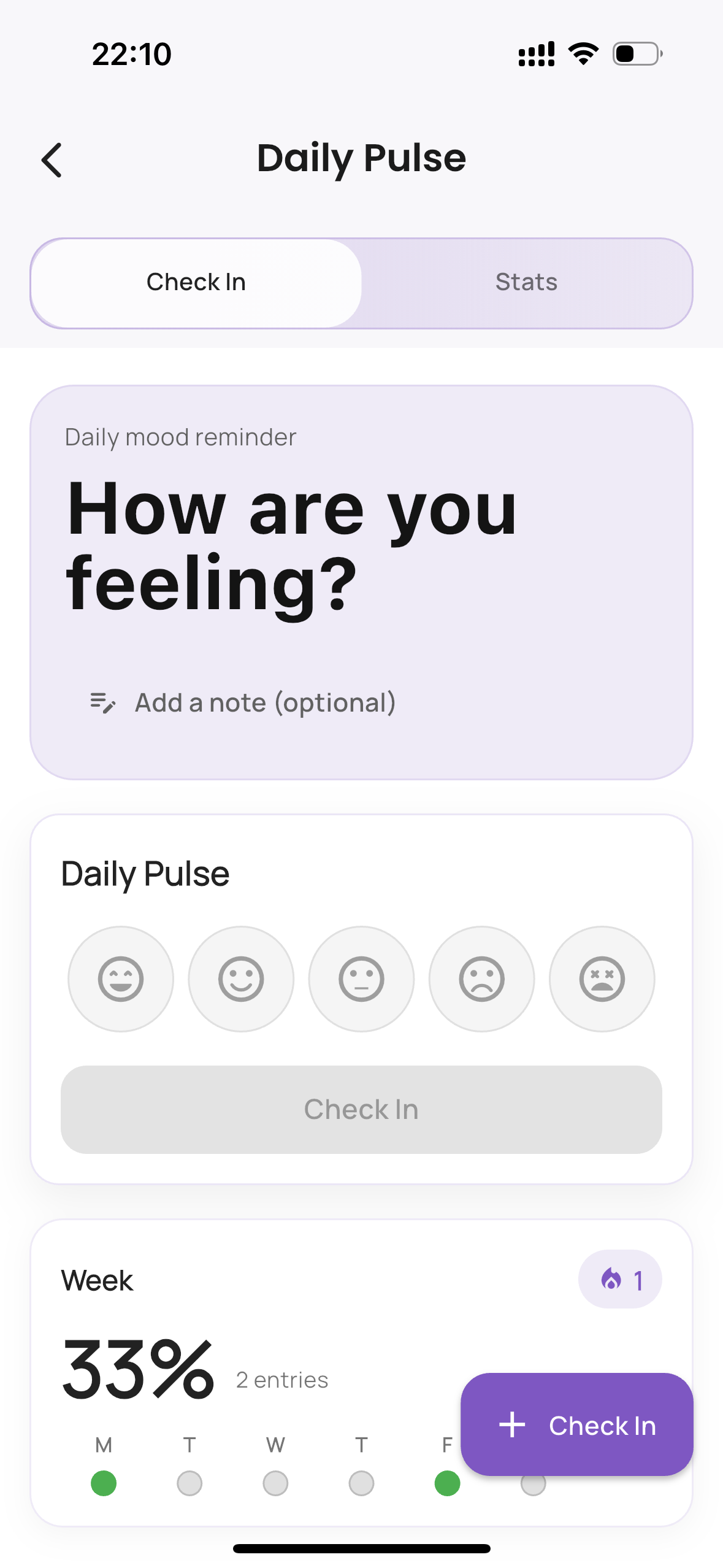Daily pulse mood check-in