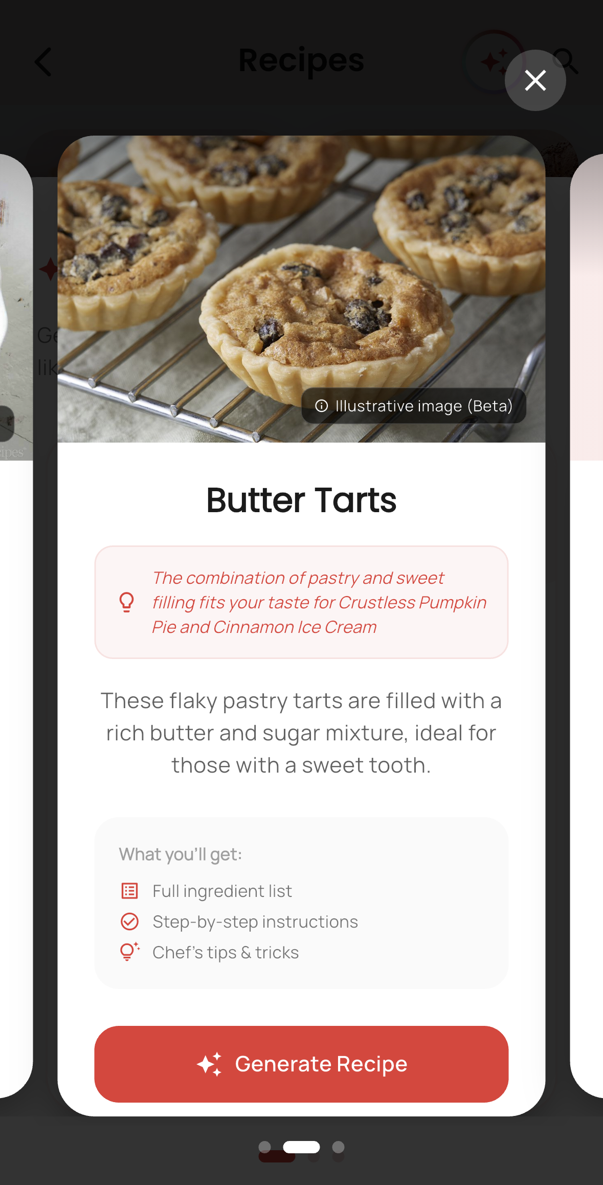 AI recipe suggestion step