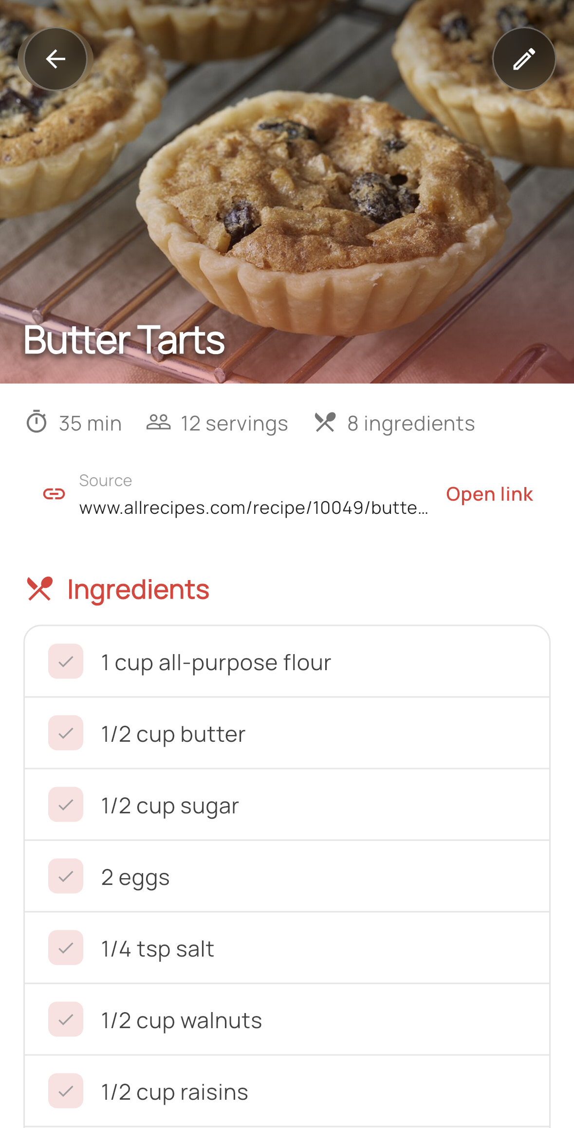 Recipe added detailed view