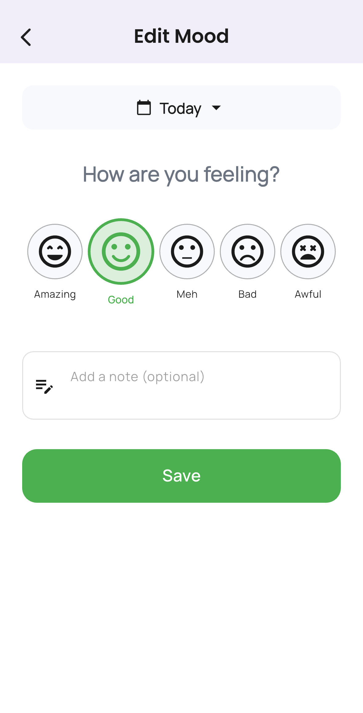 Add mood entry screen