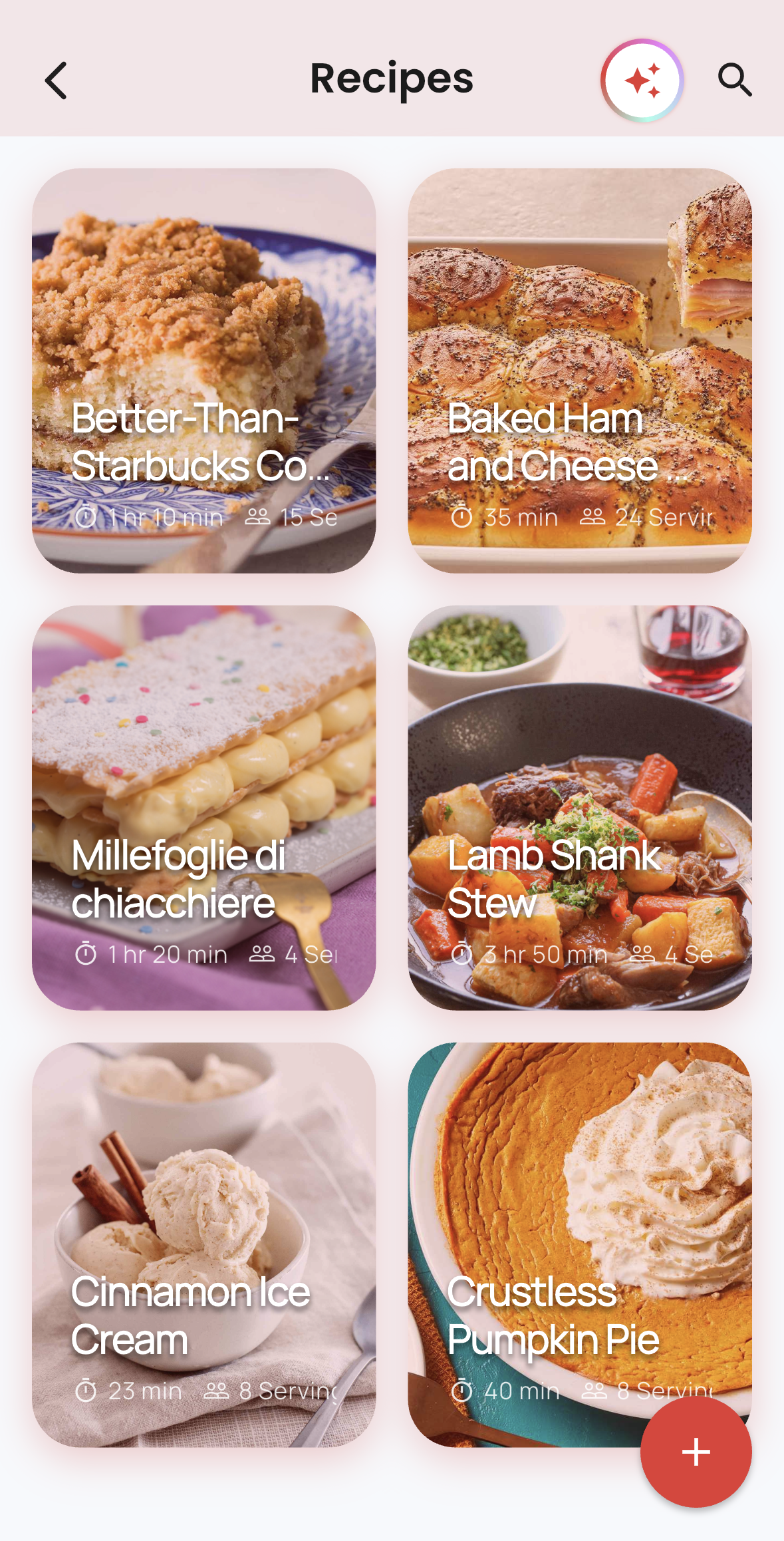 Recipes module main screen